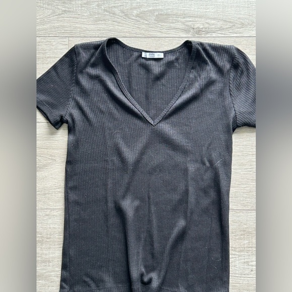 Zara, Black Ribbed Two-Piece Set Black, Top, Size:M, Pants:size:S - Picture 2 of 12
